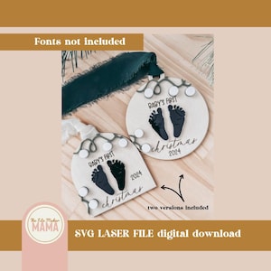 Babys erste Weihnachtsverzierung SVG | Weihnachts-Laserschnittdateien | Digitale Dateien für Laser | Weihnachtsdateien | Ornament Laser Cut Datei |