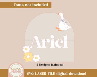 Goose Baby Name Sign SVG | Baby Milestone Digital File | Hospital Sign SVG | Laser Cut Files | Baby Milestone File | Laser Digital Files |