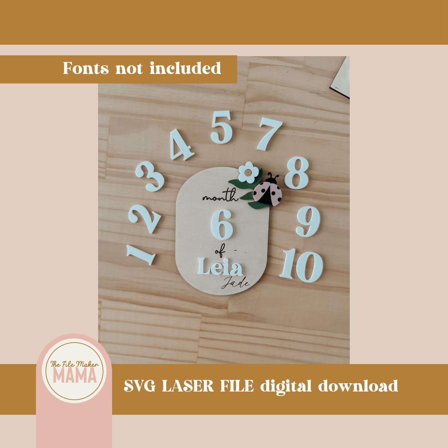 Lady Bug Baby Milestone Cut File | SVG File | Digital Download | Laser ...