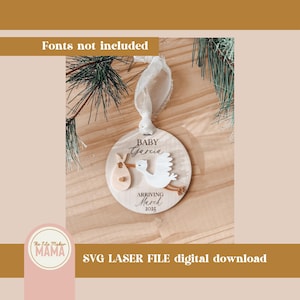 Baby Storch Ornament SVG | Weihnachts-Laserschnittdateien | Digitale Dateien für Laser | Weihnachtsdateien | Ornament Laser Cut Datei | Babyankunft