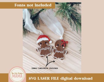 Gingerbread Stocking Tag Svg | Tree Ornament Laser Cut File | Christmas Digital Files | Christmas Tag Svg | Christmas Laser cut File