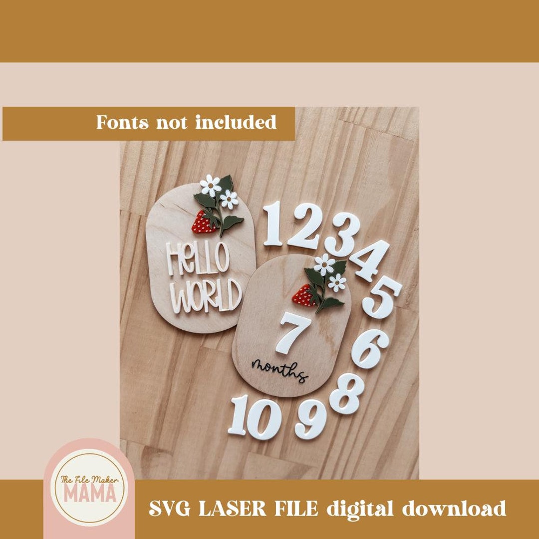 Strawberry Milestone Cut File | SVG File | Baby Girl Gift | Digital Cut ...
