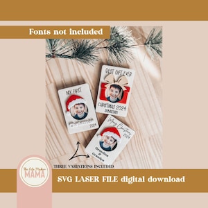 Aimant de réfrigérateur de Noël | Fichier laser pour cadre photo | Fichiers de Noël découpés au laser | Cadre Père Noël Svg | Fichiers numériques pour laser | Noël