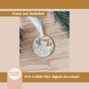 Ornamento statistiche nascita bambino SVG / File di taglio laser di Natale / File digitali per laser / File di Natale / File di taglio laser ornamento /