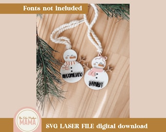 Snowman Tag Svg | Christmas Ornament Laser Cut File | Christmas Digital Files | Christmas SVG | Christmas Laser cut File