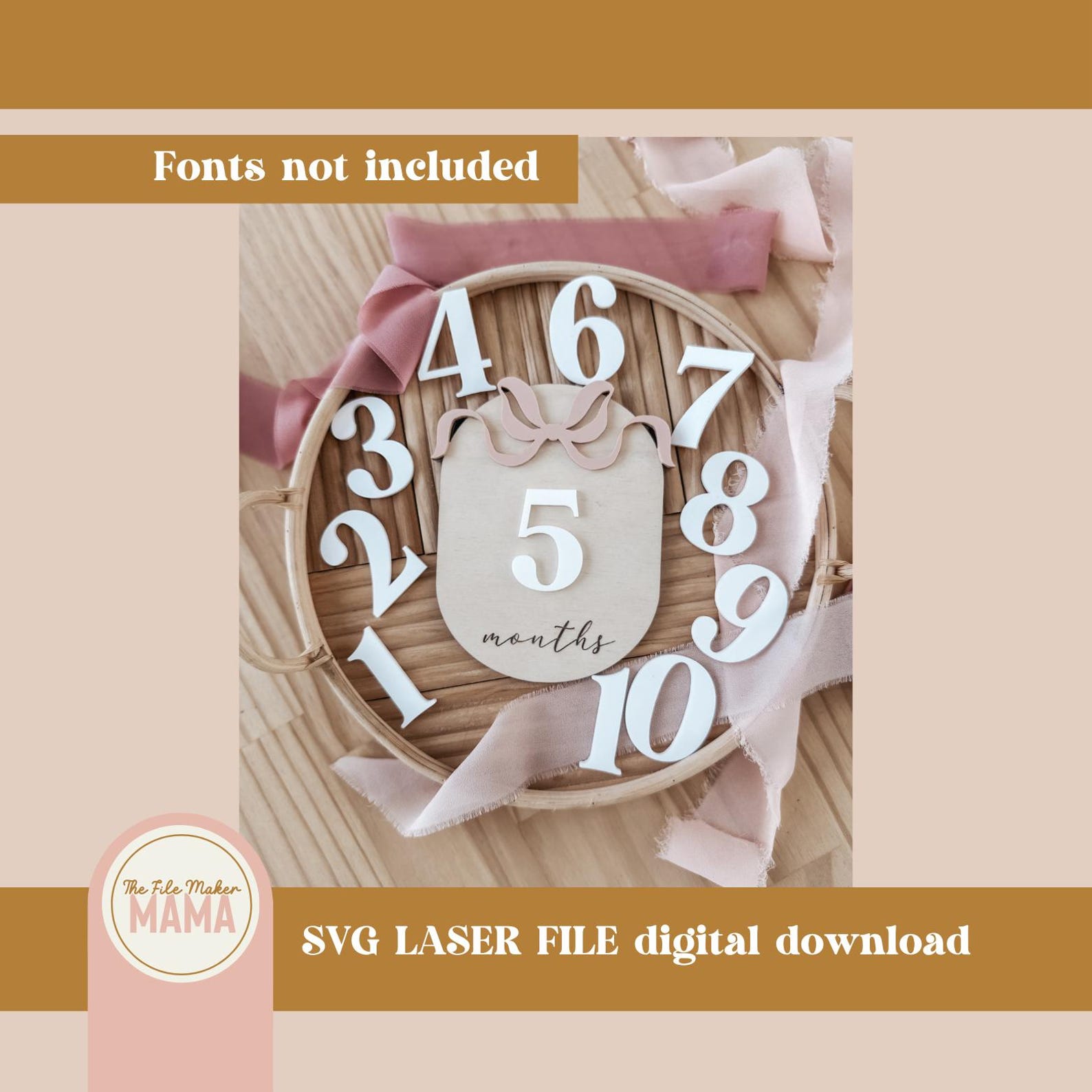 Bow Baby Milestone Cut File | SVG File | Digital Download | Laser Cut ...