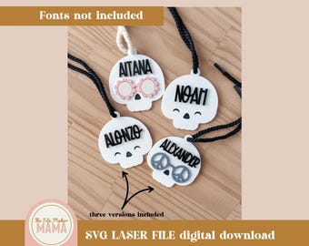 Skull Tag SVG | Halloween Tag Laser Cut | Boo Basket Digital File | Skull Digital File | Basket Name Tag Laser Cut | SVG Files for Halloween