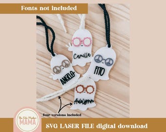 ゴースト タグ SVG | ブー バスケット タグ デジタル ファイル | ハロウィーン レーザー カット ファイル | グルーヴィー ゴースト タグ | パーソナライズされた名前タグ カット ファイル | レーザー ファイル
