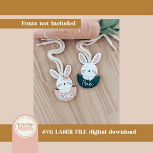 Étiquette de lapin de Pâques SVG | Fichiers numériques de Pâques | Étiquette carotte SVG | Fichiers de Pâques découpés au laser | Étiquette d'oeuf de Pâques SVG | Étiquette pour panier de Pâques