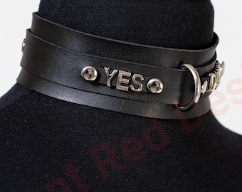 Custom BDSM Collar, Kink Choker Collar, Leather Submissive Day Collar, Personalized Slave Collar, Fetish Collar with Name