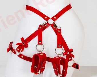 Bdsm Harness for Women, Leather Garter Belt with Bdsm Lingerie, Body Harness and Butt Harness for Fetish Fashion, Halloween Lingerie