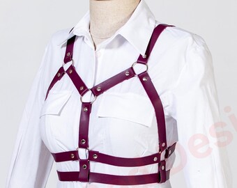 Vegan Leather Body Harness Bra, Gothic Chest Harness