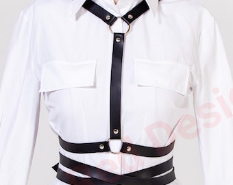 Vegan Leather Chest Harness: Under Bust & Shoulder Straps, Halloween Outfit