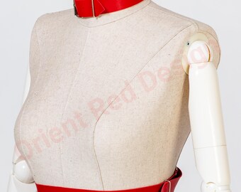 Adjustable Leather Harness Belt, Red Leather Body Harness for Women, Kinky Leather Chest Harness, Fetish Harness for Bdsm Roleplay