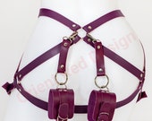 Handmade Vegan Leather BDSM Garter Set with Thigh Cuffs
