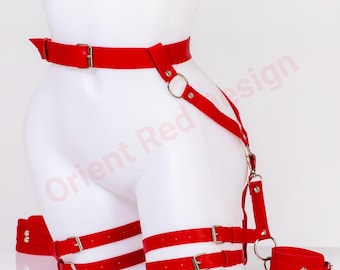 Leather Bdsm Garter Belt Set, Thigh Harness and Restraints for Intense Roleplay, Leg Harness Belt, Sexy Leather Garter for Women