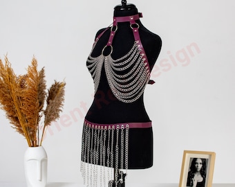 Body Chain Lingerie for Night Clubs and Festivals, Halloween Lingerie Set for Festival Parties, Chain Bra Top, Sexy Halloween Costume