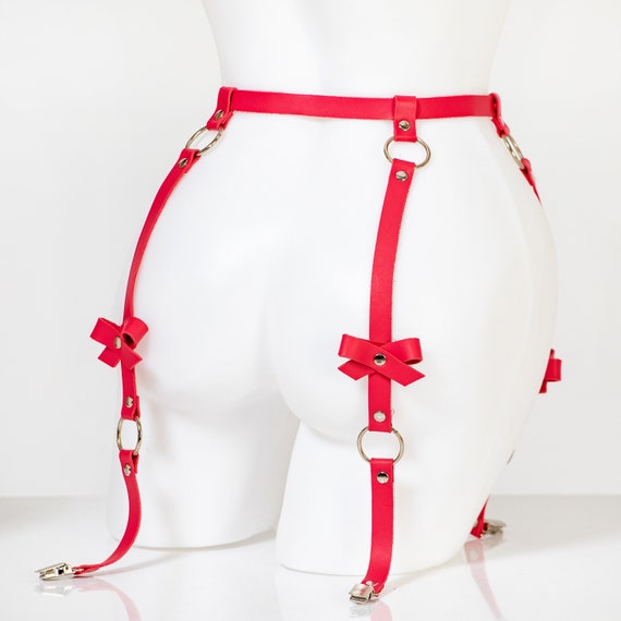 Handmade Vegan Leather Garter Belt Harness Lingerie: Bow Detail - Etsy Handmade Vegan Leather Garter Belt Harness Lingerie: Bow Detail - Etsy