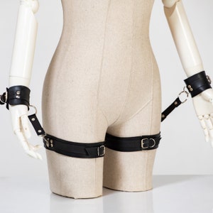 Handmade Vegan Leather Thigh Cuffs Harness Set