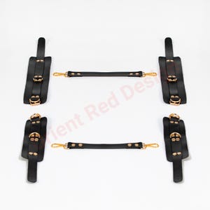 Vegan Leather Hand and Ankle Restraints, Deluxe Cuffs Set