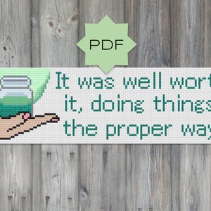 Foxen Auri Quote Cross Stitch Bookmark Pattern, Doing Things the Proper Way, Name of the Wind, Kingkiller Chronicles Book Mark PDF download