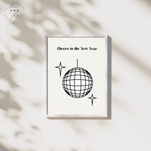 Minimalistisches neues Jahr Digitale Wandkunst Minimalistische Disco Ball Poster Digitaler Download Digitale Wandkunst