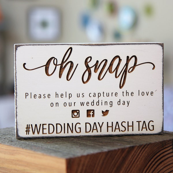 Custom Wedding Hashtag Sign | Custom Social Media Wedding Sign | Distressed Sign | Rustic Wedding Decor | Mini Sign