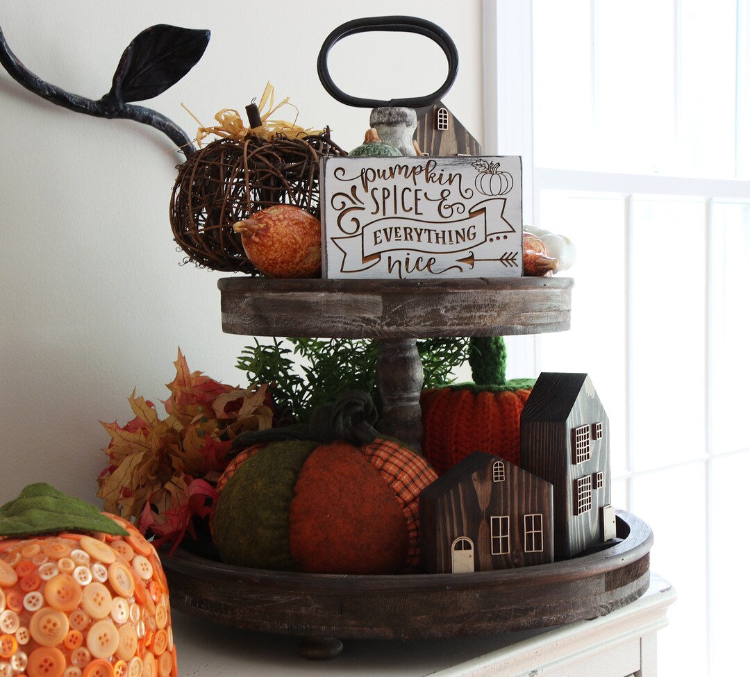 Tiered Tray Sign Pumpkin Spice & Everything Nice Fall - Etsy