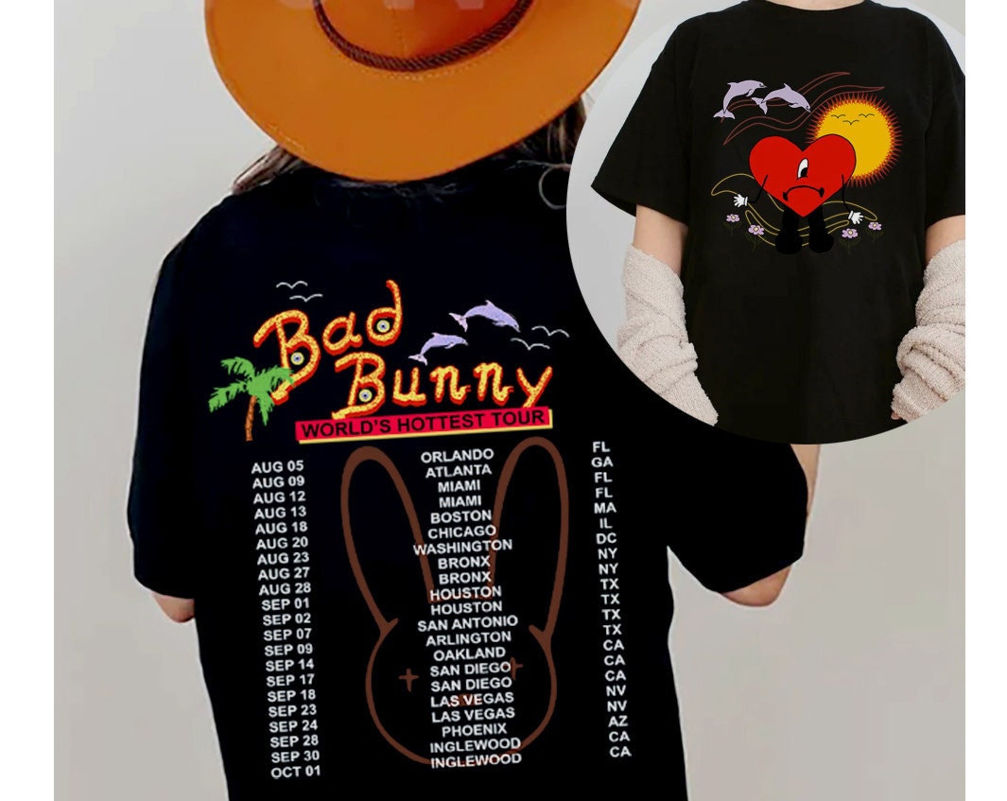 Discover Bad Bunny Tour 2022 Double Sided T-Shirt