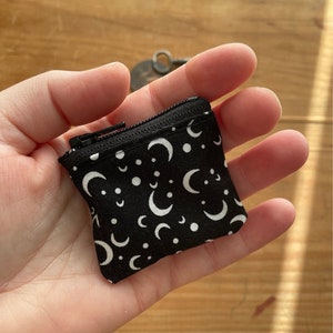 The Lilliput a dinky zip Moon Black and white case SD card case change purse mini zipper coin pouch minimalist Earbuds keeper storage witch image 1