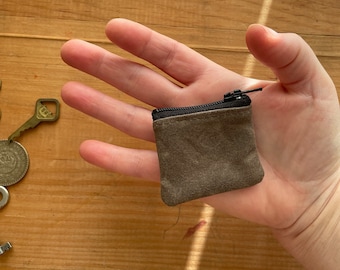 The Lilliput in Brown waxed Canvas a dinky zip case Collector a change purse mini zipper coin pouch pill keeper fund purse bullion ear bud