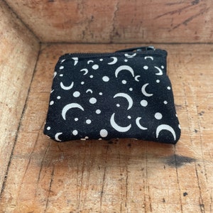 The Lilliput a dinky zip Moon Black and white case SD card case change purse mini zipper coin pouch minimalist Earbuds keeper storage witch image 2