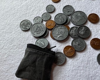 The Lilliput gray dinky zip case Collector change purse mini zipper coin pouch minimalist pill keeper fund purse waxed canvas bullion