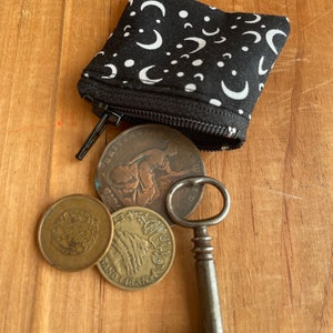 The Lilliput a dinky zip Moon Black and white case SD card case change purse mini zipper coin pouch minimalist Earbuds keeper storage witch image 6