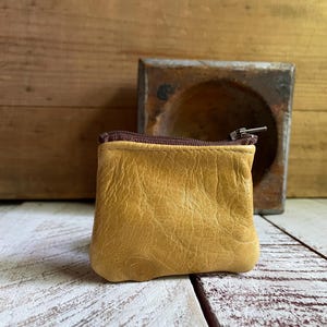 Monedero pequeño de cuero amarillo con cremallera, monedero para guardar joyas, monedero para guardar tesoros, regalos para menores de 30 años, regalo para novio, monedero para coleccionistas de monedas