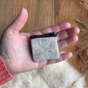 Lilliput, un pequeño estuche con cremallera para tarjetas SD, monedero de lona encerada de lino, mini monedero con cremallera, minimalista, para guardar auriculares y monedas.