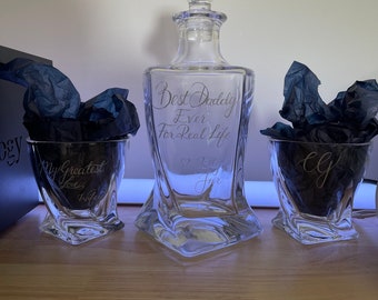 Engraved Whiskey Decanter Set