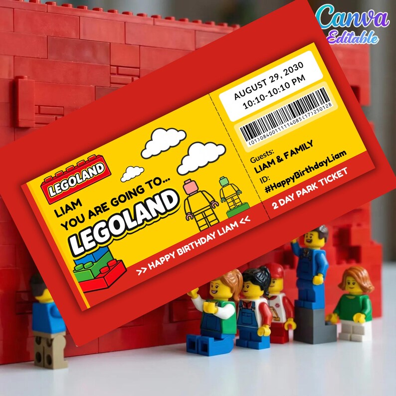 Editable Building Blocks Ticket Printable Surprise Trip Reveal, Kids ...