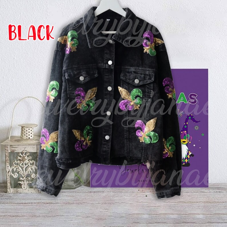 mardi gras sequin corduroy jacket