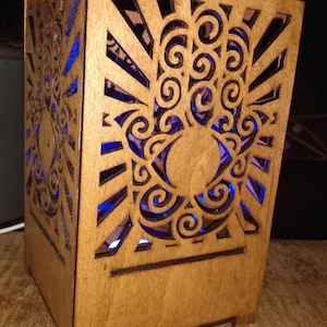 Stammes- Mandala-Stil hölzerne LED-Stimmungslampe Schreibtischlampe mit Fernbedienung perfektes Geschenk
