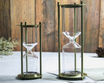 Custom Engraving Refillable Metal Hourglass | Personalized Empty Hourglass for Wedding | Sand timer for Dad | home decor housewarming gift