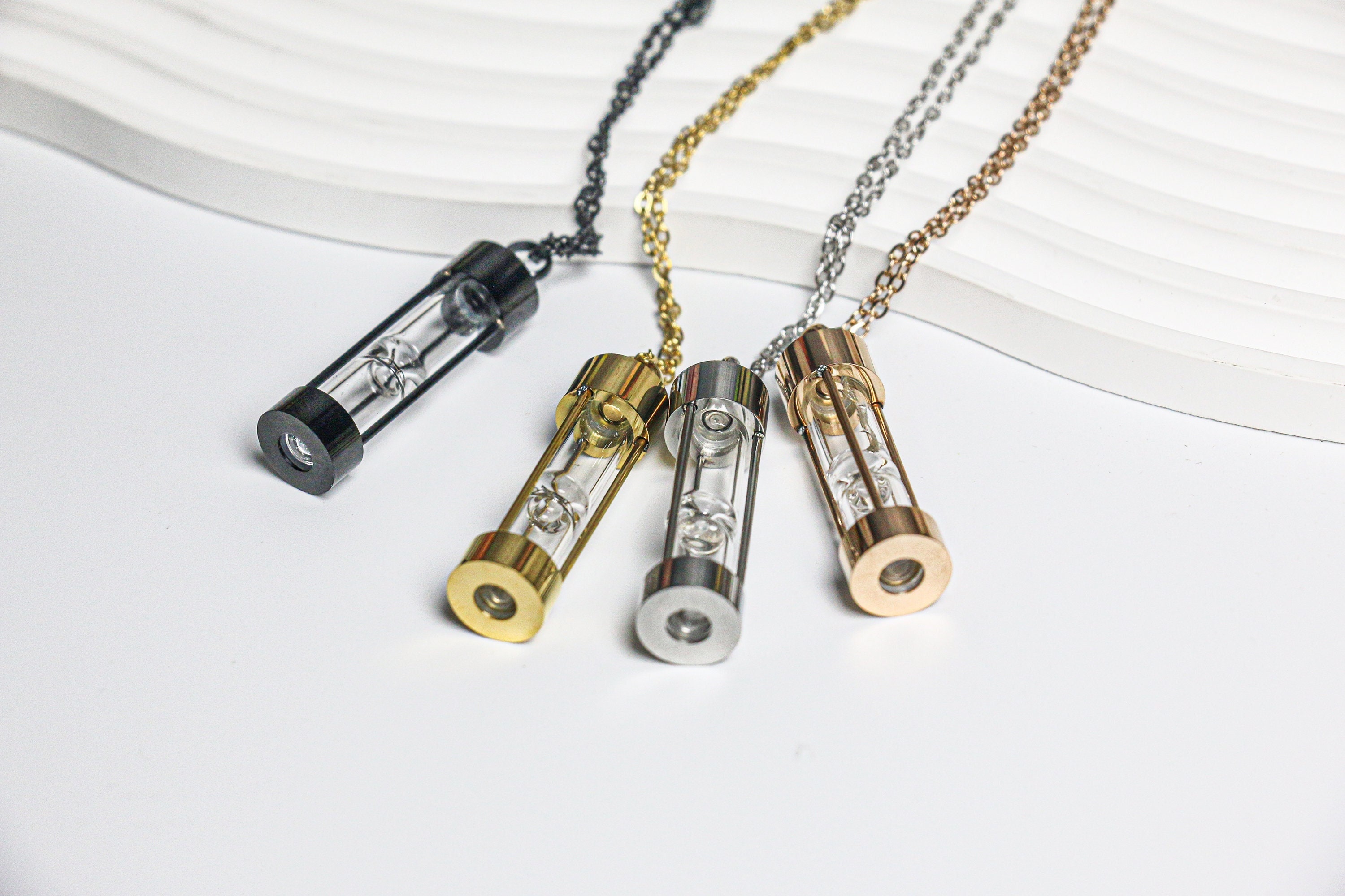 Custom Engraved Hourglass necklace,Sands of Time Urn Pendant,Hourglass Memorial Jewellery Timer,Human Memorial Keepsake With Fill Kit