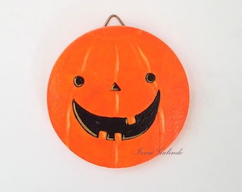 Miniature painting Halloween pumpkin ornament and wall hanging