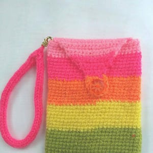 Crocheted Rainbow Cellular Pouch image 3