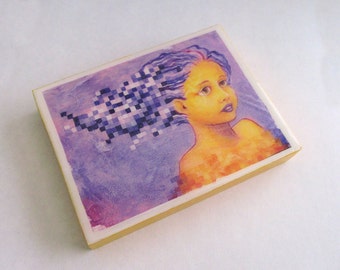 Mini Print Pixel Erin on Wood by Irma Galindo