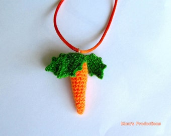 Crocheted Mini Carrot Pendant