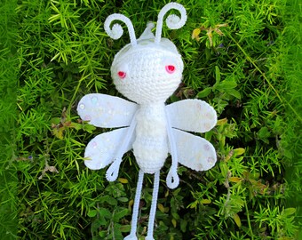 White Dragonfly Amigurumi Bendable Doll