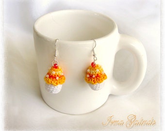 Crocheted Mini Cupcake Earrings