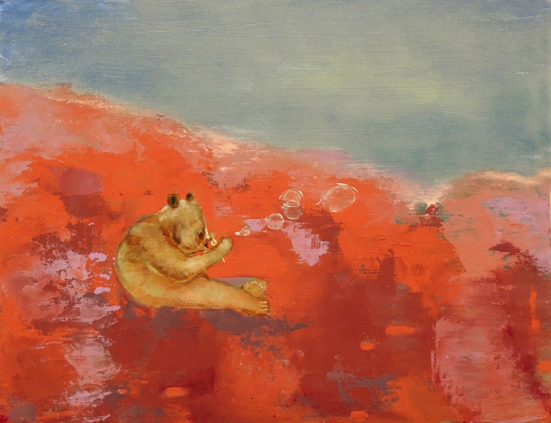 Teddy bear nursery art fine art print for kid/'s room decor bright color nursery art children/'s wall art