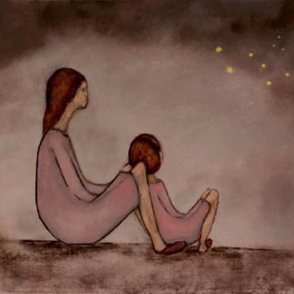 Girl art print, nursery, fireflies, summer  - Mae and Bebe